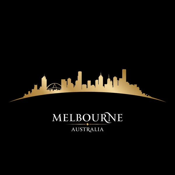 Melbourne Australia ciudad skyline silueta negro fondo — Vector de stock