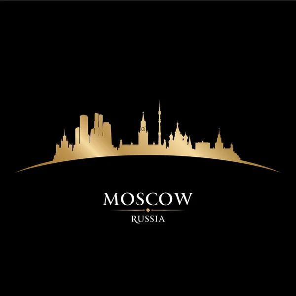 Moscou Rússia cidade skyline silhueta preto fundo — Vetor de Stock