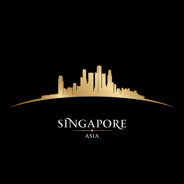 Singapur Asia ciudad skyline silueta negro fondo — Vector de stock