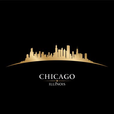 Chicago Illinois city skyline silhouette black background clipart