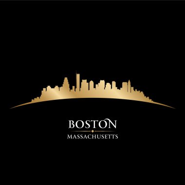 Boston massachusetts şehir manzarası siluet siyah arka plan