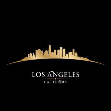 Los Angeles California city skyline silhouette black background