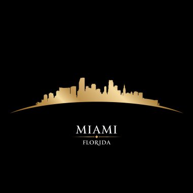 Miami florida şehir manzarası siluet siyah arka plan