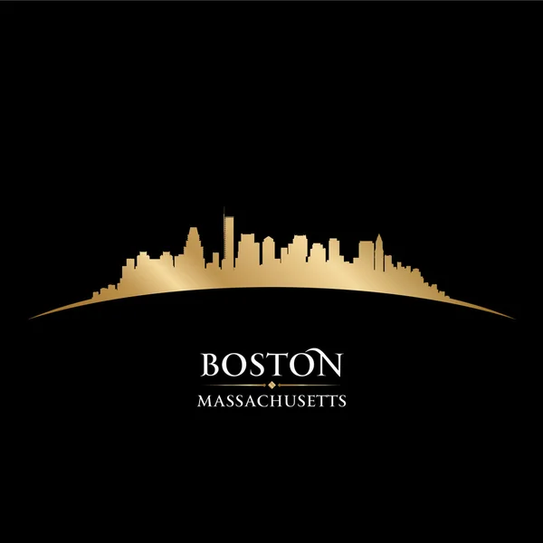 ボストン マサチューセッツ都市スカイライン シルエット黒背景 — ストックベクタ