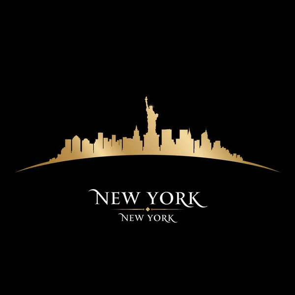 New York città skyline silhouette sfondo nero — Vettoriale Stock