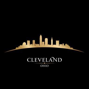 Cleveland ohio city skyline siluet siyah arka plan