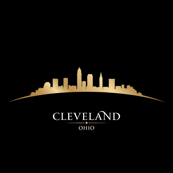 Cleveland Ohio ciudad skyline silueta negro fondo — Vector de stock