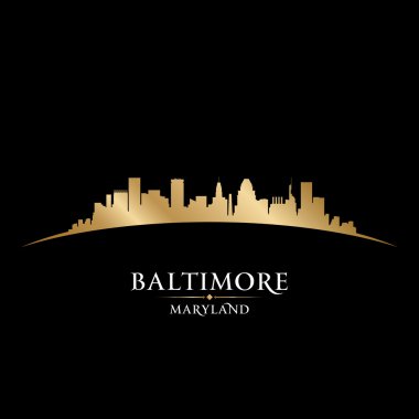 Baltimore Maryland city skyline silhouette black background clipart