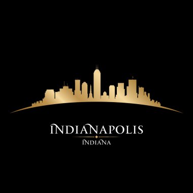 Indianapolis Indiana şehir manzarası siluet siyah arka plan