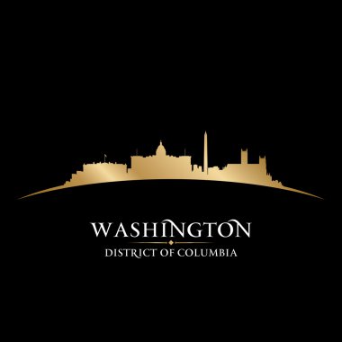 Washington dc şehir manzarası siluet siyah arka plan