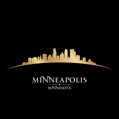 Minneapolis Minnesota city skyline silhouette black background clipart