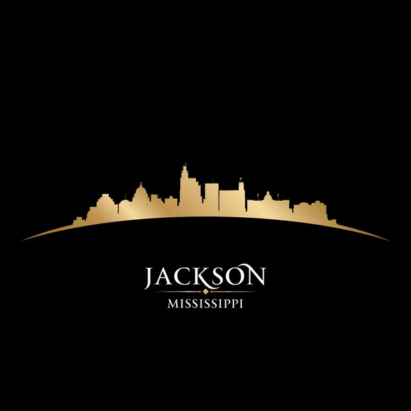 Jackson Mississippi città skyline silhouette sfondo nero — Vettoriale Stock