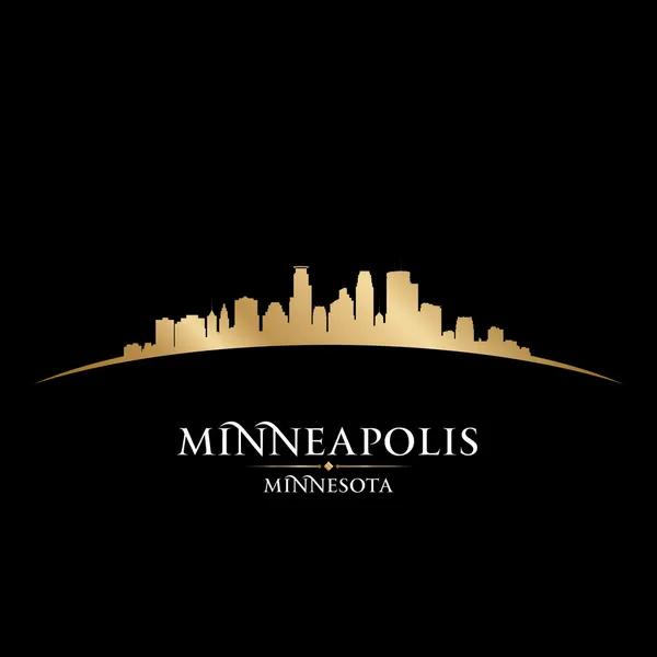 Minneapolis Minnesota city skyline silhouette black background — Stock Vector