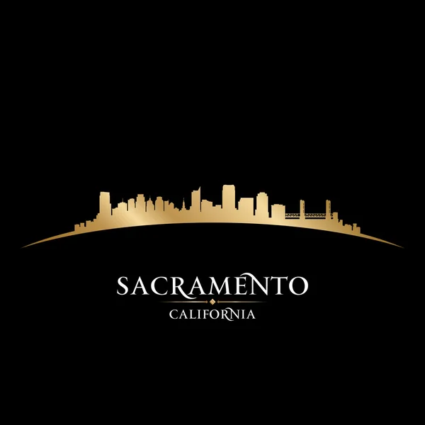 Sacramento California città skyline silhouette nero sfondo — Vettoriale Stock