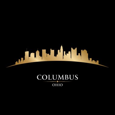 Columbus ohio city skyline siluet siyah arka plan