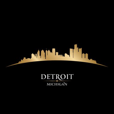 Detroit michigan city skyline siluet siyah arka plan