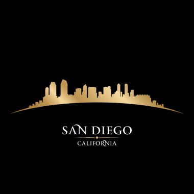 San diego california city skyline siluet siyah arka plan