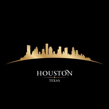 Houston Texas city skyline silhouette black background clipart