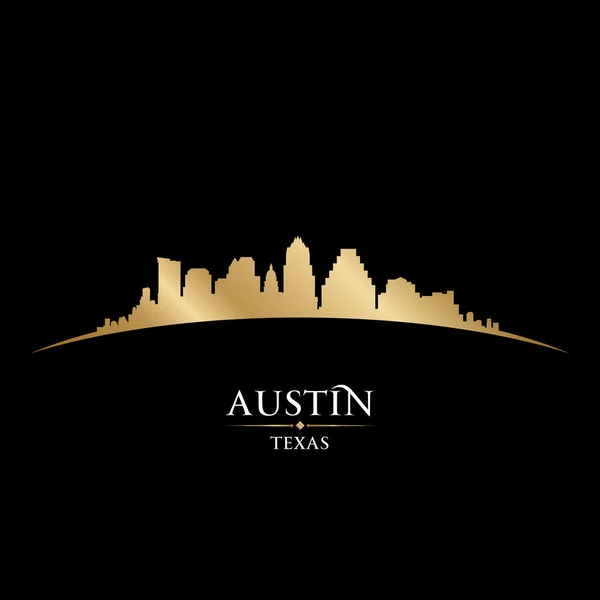 Austin texas city skyline siluet siyah arka plan — Stok Vektör