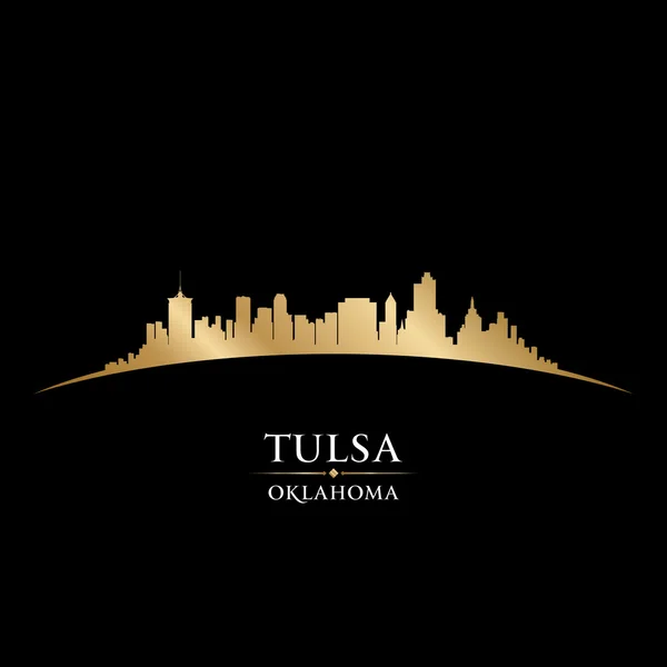 塔尔萨奥克拉荷马市的天际线轮廓黑色背景 — 图库矢量图片