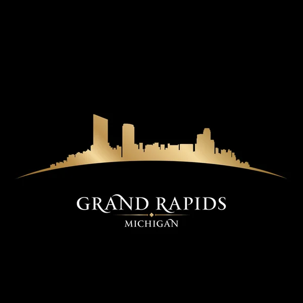 Grand rapids michigan city skyline van silhouet zwarte achtergrond — Stockvector