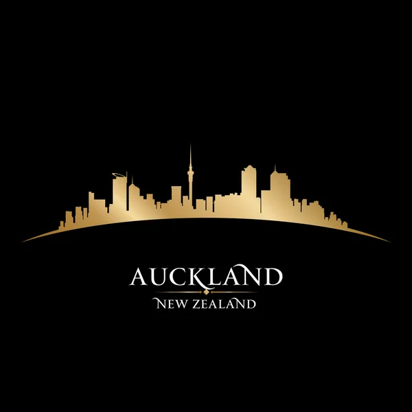 Auckland Nueva Zelanda silueta de la ciudad de fondo negro — Archivo Imágenes Vectoriales