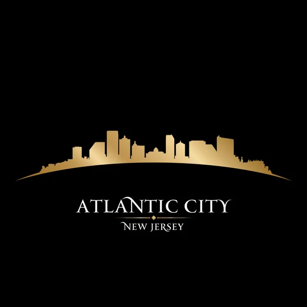 Atlantic city New Jersey skyline silhouette sfondo nero — Vettoriale Stock