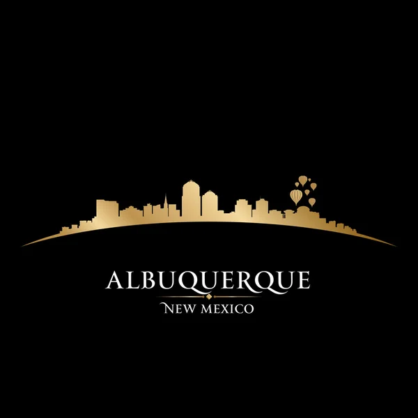 Albuquerque Nuevo México ciudad skyline silueta negro fondo — Archivo Imágenes Vectoriales