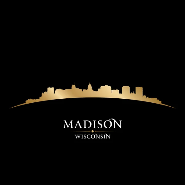 Madison Wisconsin città silhouette sfondo nero — Vettoriale Stock