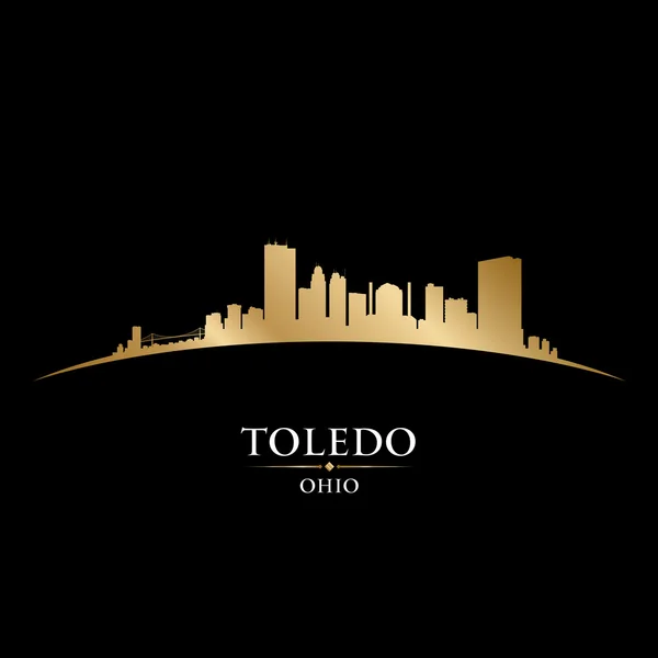 Toledo Ohio silueta de la ciudad fondo negro — Vector de stock