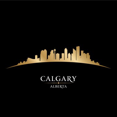 Calgary Alberta Canada city skyline silhouette black background clipart