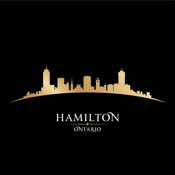 Hamilton Ontário Canadá cidade skyline silhueta preto fundo —  Vetores de Stock