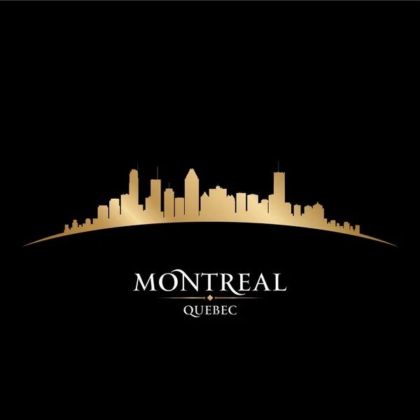 魁北克省的蒙特利尔加拿大城市天际线轮廓黑色背景 — 图库矢量图片