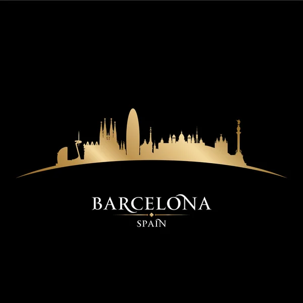 Barcelona Španělsko městské panorama silueta černé pozadí — Stockový vektor