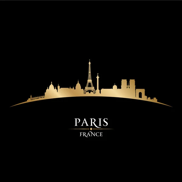 París Francia skyline silueta negro fondo — Vector de stock