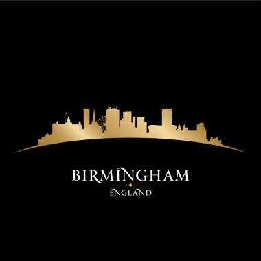 Birmingham İngiltere'de şehir manzarası siluet siyah arka plan