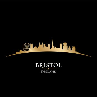 Bristol England city skyline silhouette black background clipart