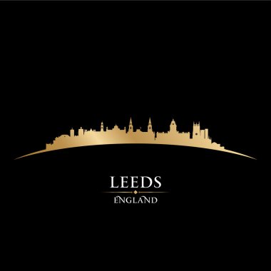 Leeds İngiltere'de şehir manzarası siluet siyah arka plan