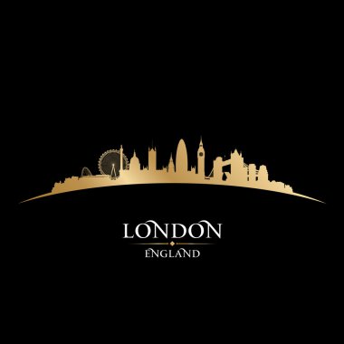 Londra İngiltere'de şehir manzarası siluet siyah arka plan