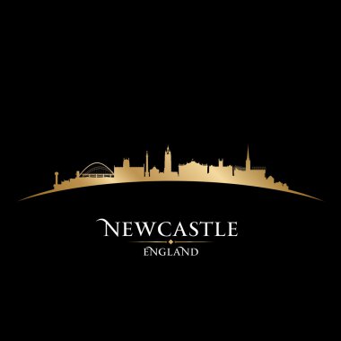 Newcastle İngiltere'de şehir manzarası siluet siyah arka plan
