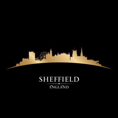Sheffield İngiltere'de şehir manzarası siluet siyah arka plan