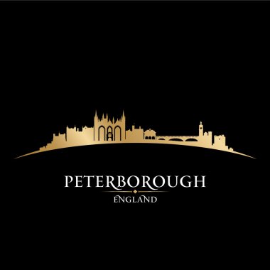 Peterborough İngiltere'de şehir manzarası siluet siyah arka plan