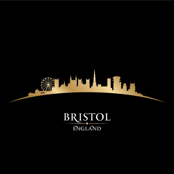 Bristol Inglaterra ciudad skyline silueta negro fondo — Archivo Imágenes Vectoriales