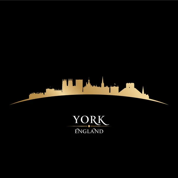 York Anglie městské panorama silueta černé pozadí — Stockový vektor