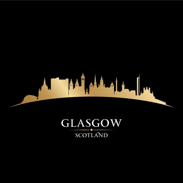 Glasgow Escocia skyline silueta negro fondo — Vector de stock