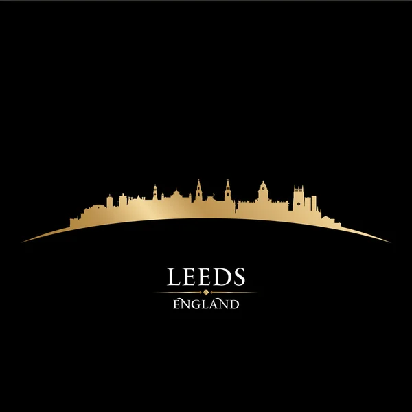 Leeds Anglii miasta panoramę czarna sylwetka tło — Wektor stockowy