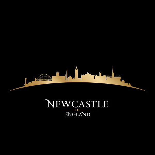 Newcastle Inghilterra città skyline silhouette sfondo nero — Vettoriale Stock