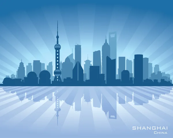 Shanghai China city skyline vector silhouette — Stock Vector