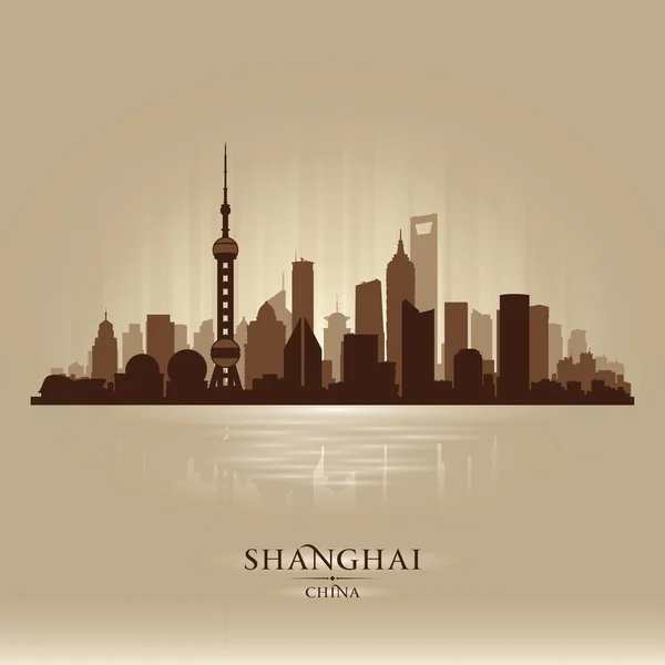 Shanghai China ciudad skyline vector silueta — Archivo Imágenes Vectoriales