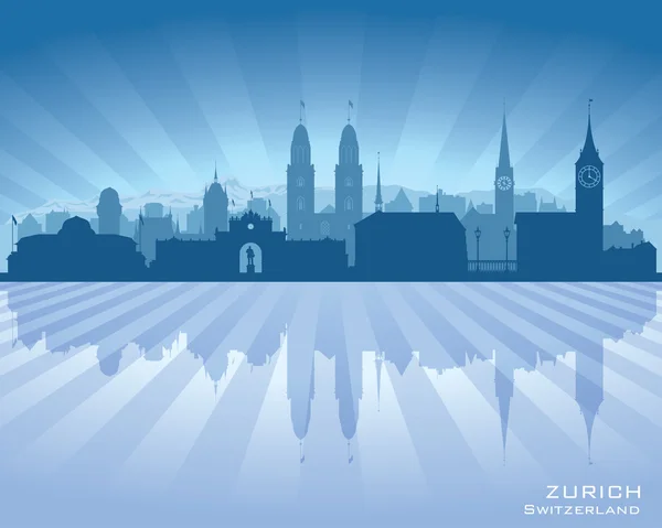 Zurich Suiza ciudad skyline vector silueta — Vector de stock